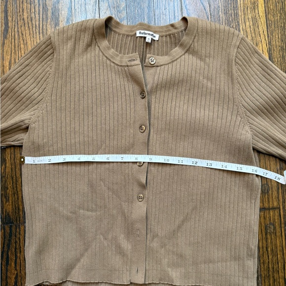 Reformation, Ribbed Tan Cardigan, Medium - Picture 5 of 7